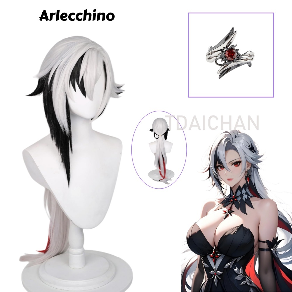 Anime Cosplay Wig Heat Resistant - Genshin Impact Arlecchino Cosplay Pruik Lang