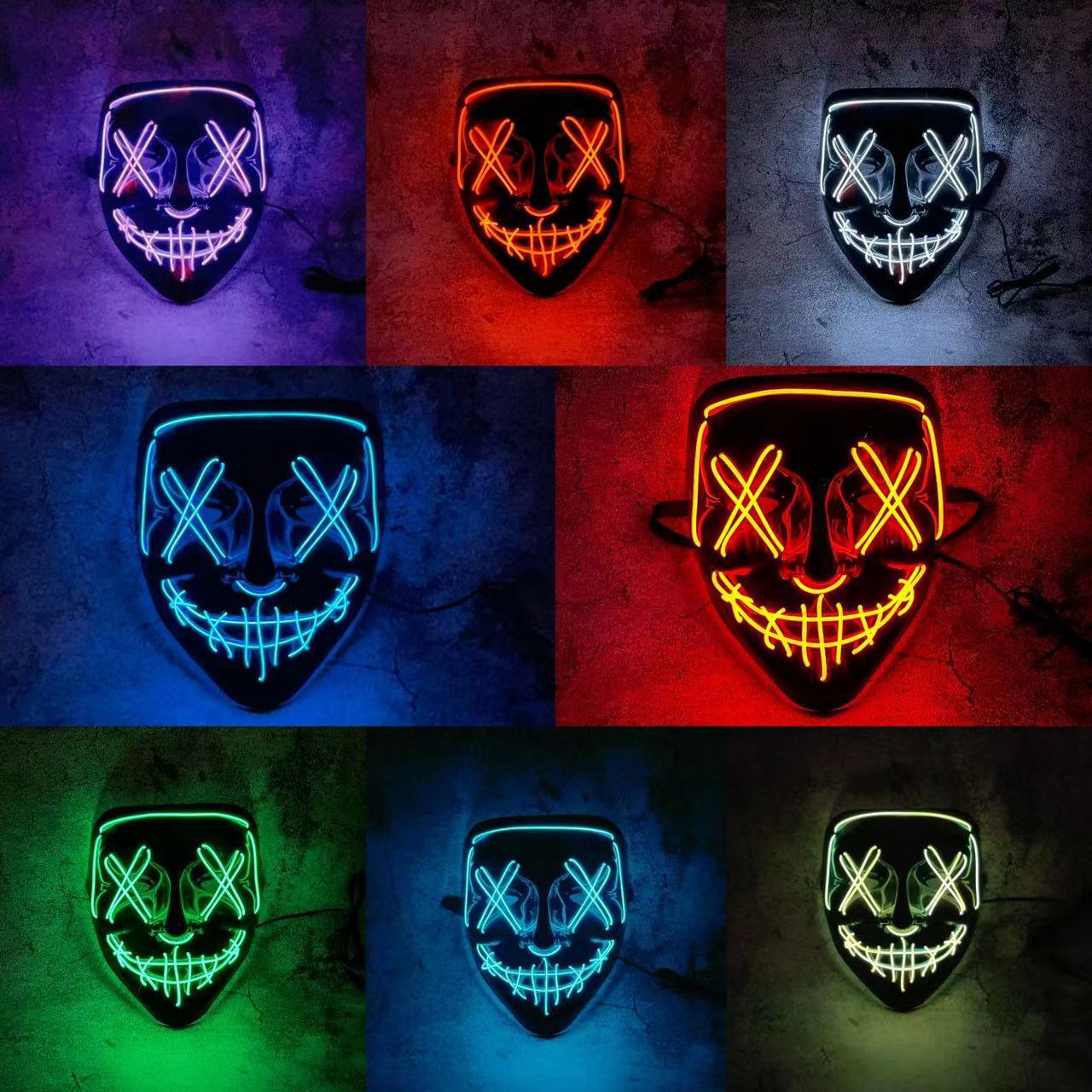 Led Purge Mask Halloween - Draadloos Neon LED Purge Mask Multi