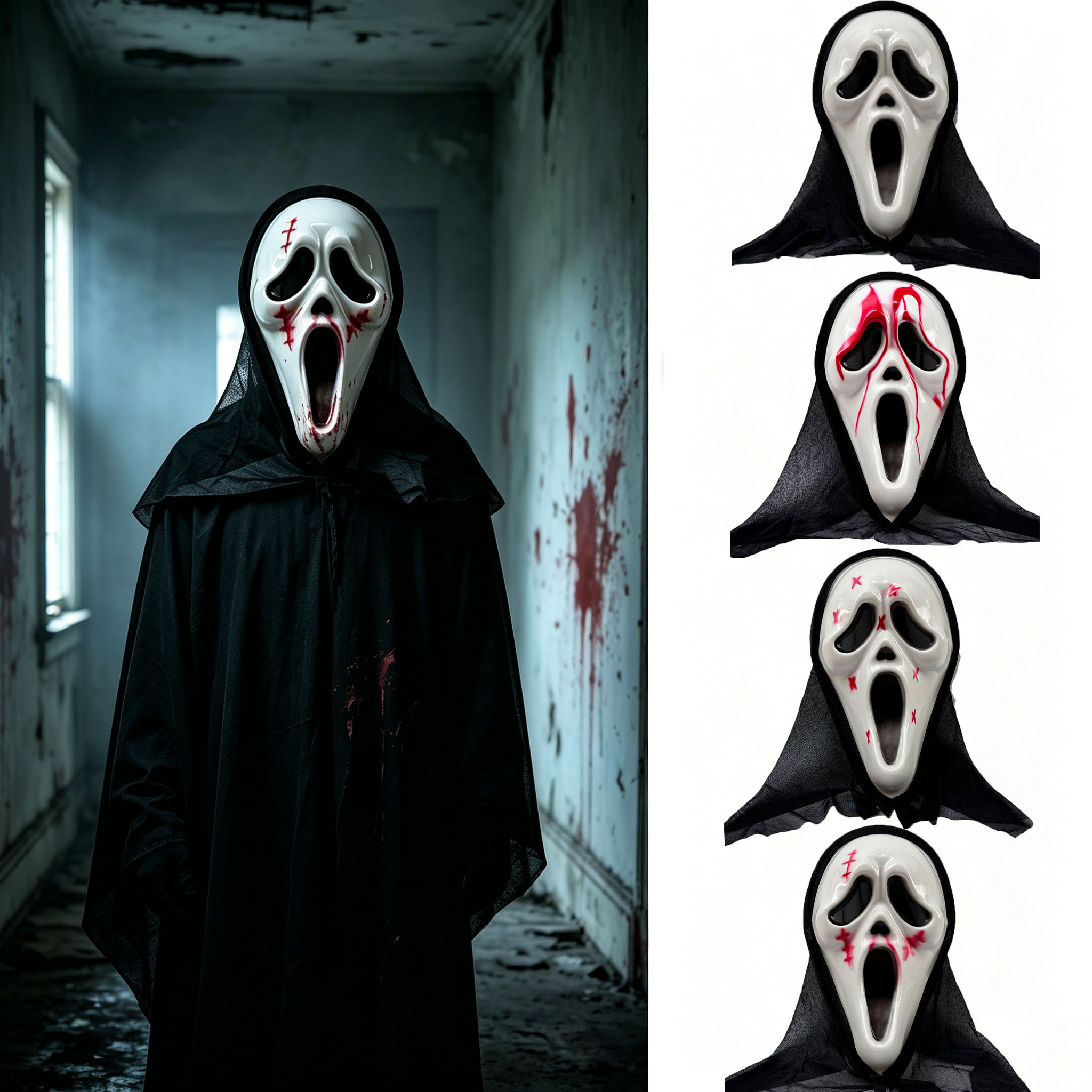 Led Purge Mask Halloween - Ghost Horror Masker met zwarte mesh-kap