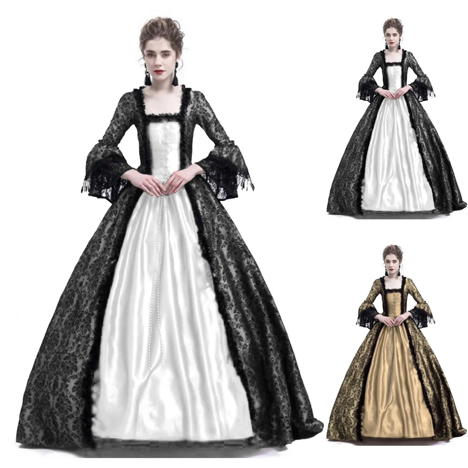 Medieval Renaissance Dress Women - Halloween Cosplay Paleis Dames Kant Trompetmouw