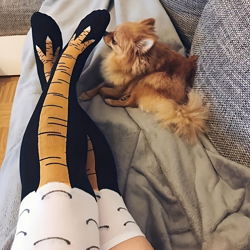 1/2 paar vrouwen kniekousen tr - Funny Chicken Leg Socks recensie en prijs