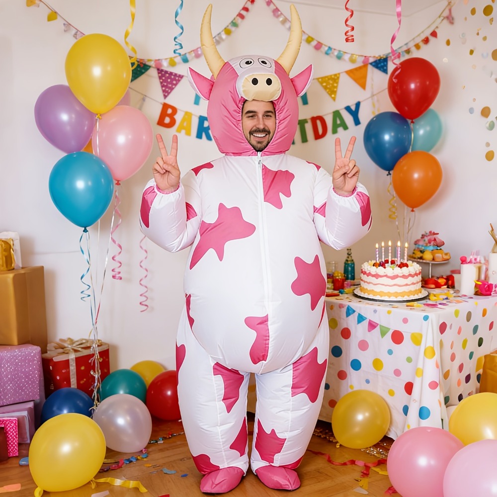 Grappig opblaasbaar roze koeie - Costumes recensie en prijs