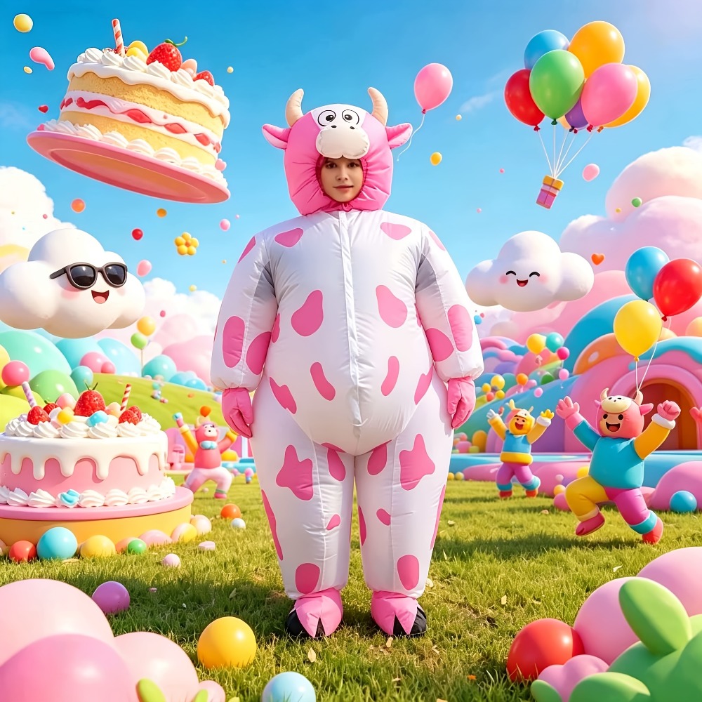 Grappig opblaasbaar roze koeie - Costumes recensie en prijs
